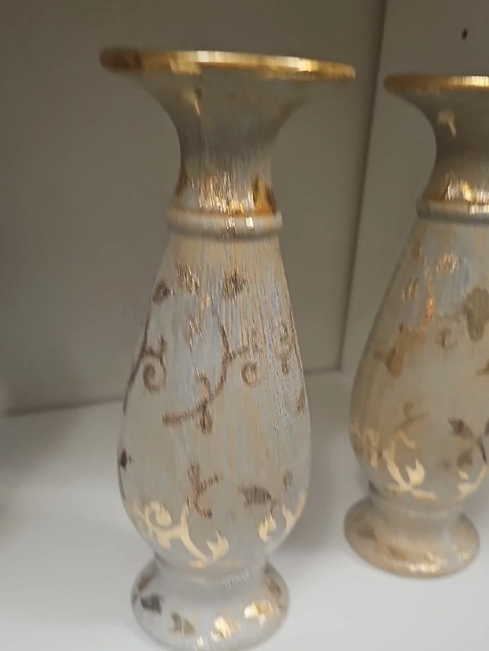 Ceramic Gold And Gray Accent Decorative Candle Holders - Set of 2 Brand New 9
